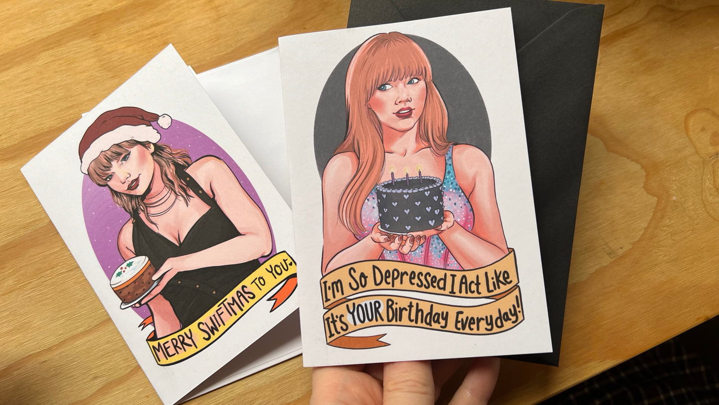 Taylor Swift The Tortured Poets Department themed Birthday card