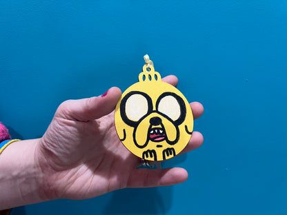 Hand painted Jake from Adventure Time inspired wooden bauble