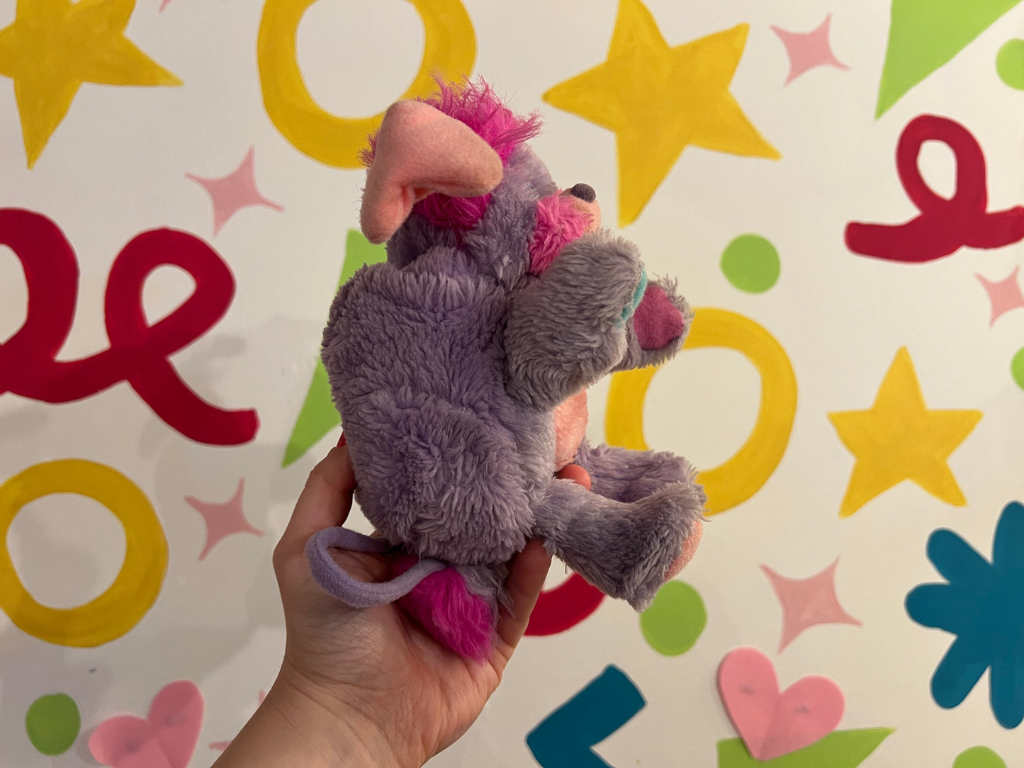 Vintage 7" 1980s mini purple and pink Popples plush