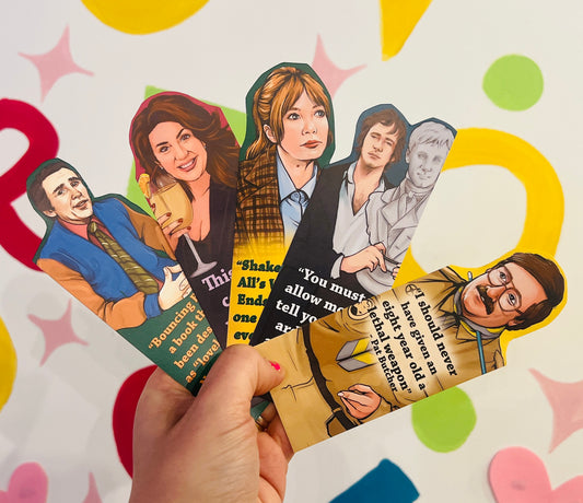 Cunk / Pat Butcher / Jane McD / Mr Darcy / Alan P inspired bookmarks