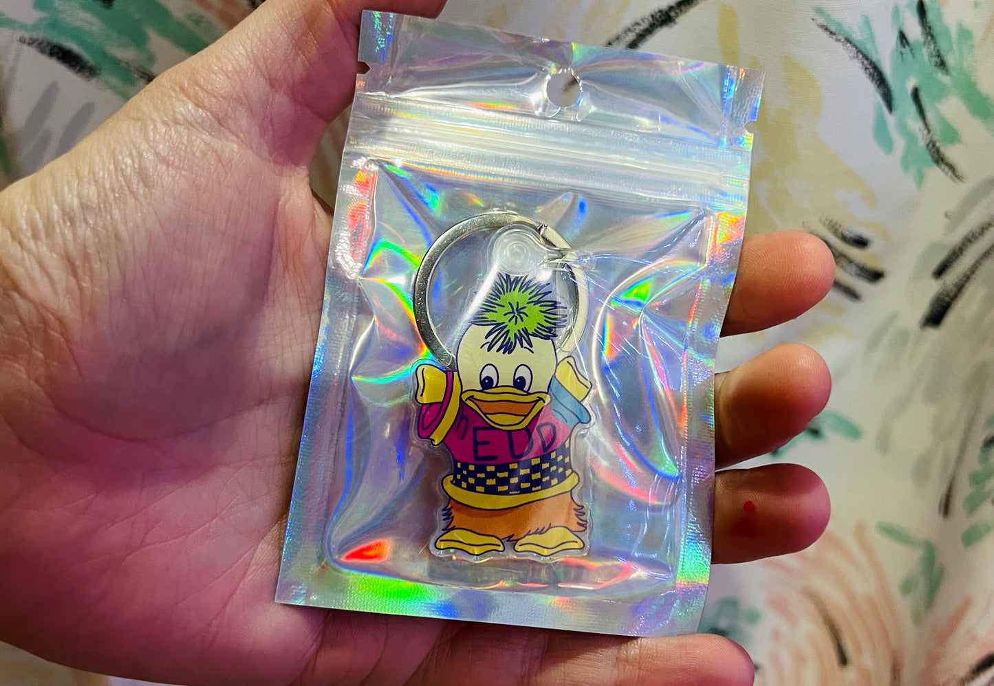 Edd the Duck inspired acrylic keyrings