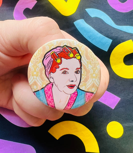 Hilda Ogden from Coronation Street inspired Badge