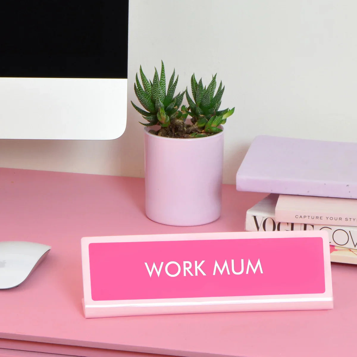 Trying To Be the Person My Dog Thinks I Am Desk Plate Sign