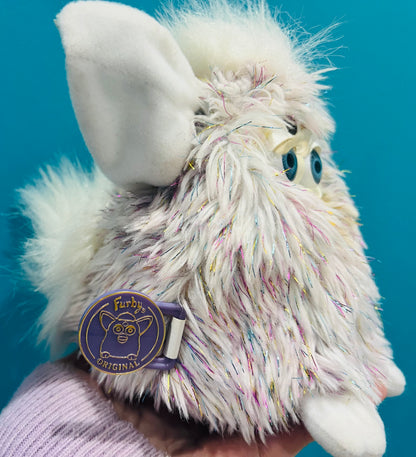 Vintage 1998 Champagne Furby - works but missing one set of lashes