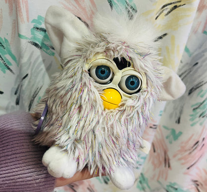 Vintage 1998 Champagne Furby - works but missing one set of lashes