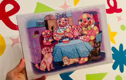 Mr Blobby Family A4 Print