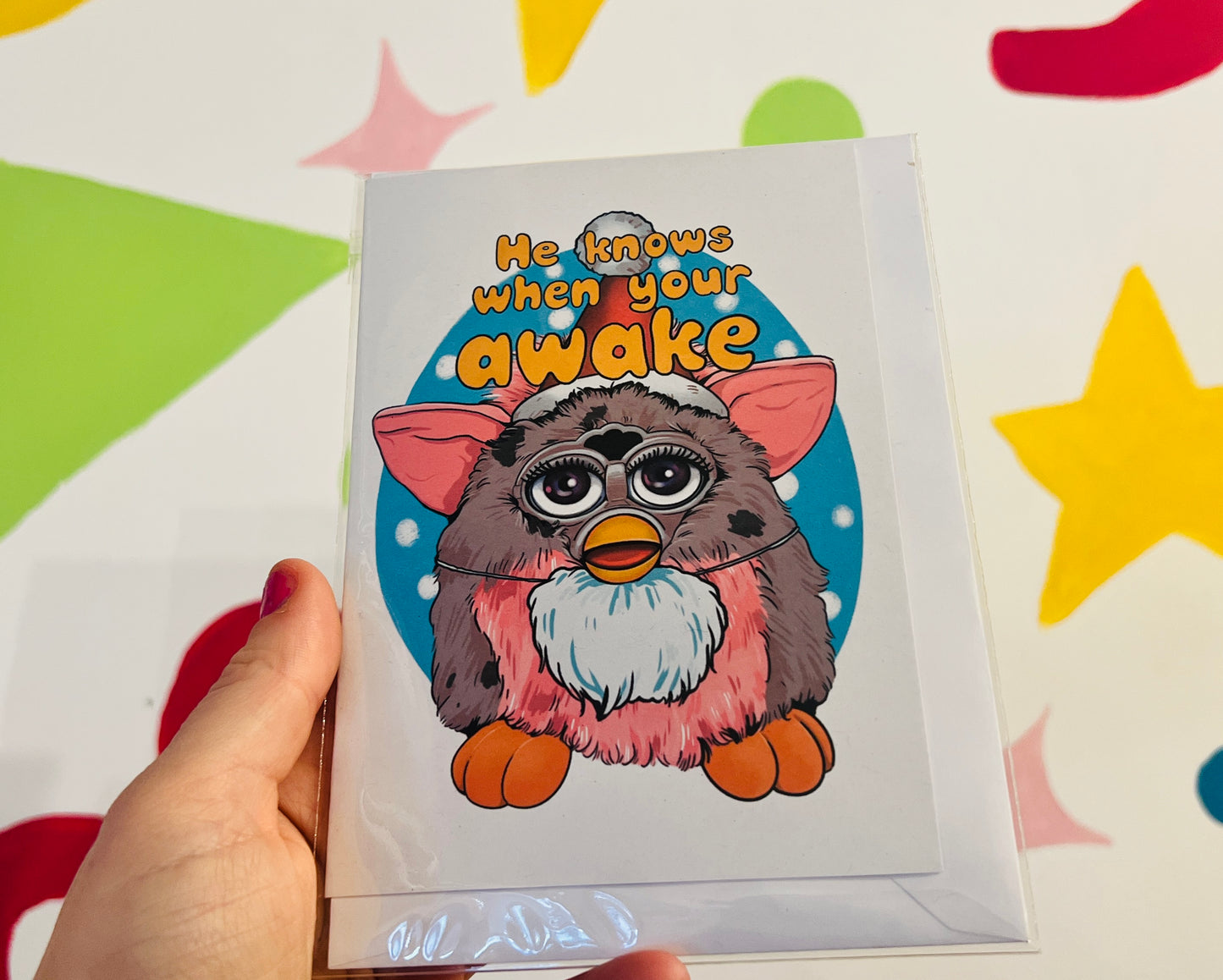 Furby Knows When Your Awake Christmas card