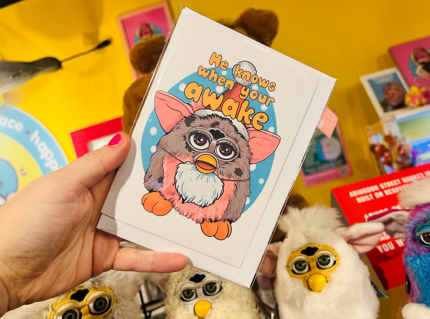Furby Knows When Your Awake Christmas card