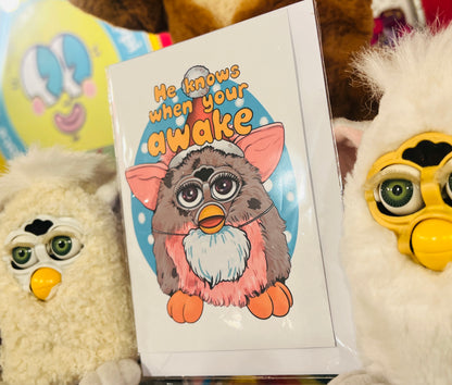 Furby Knows When Your Awake Christmas card