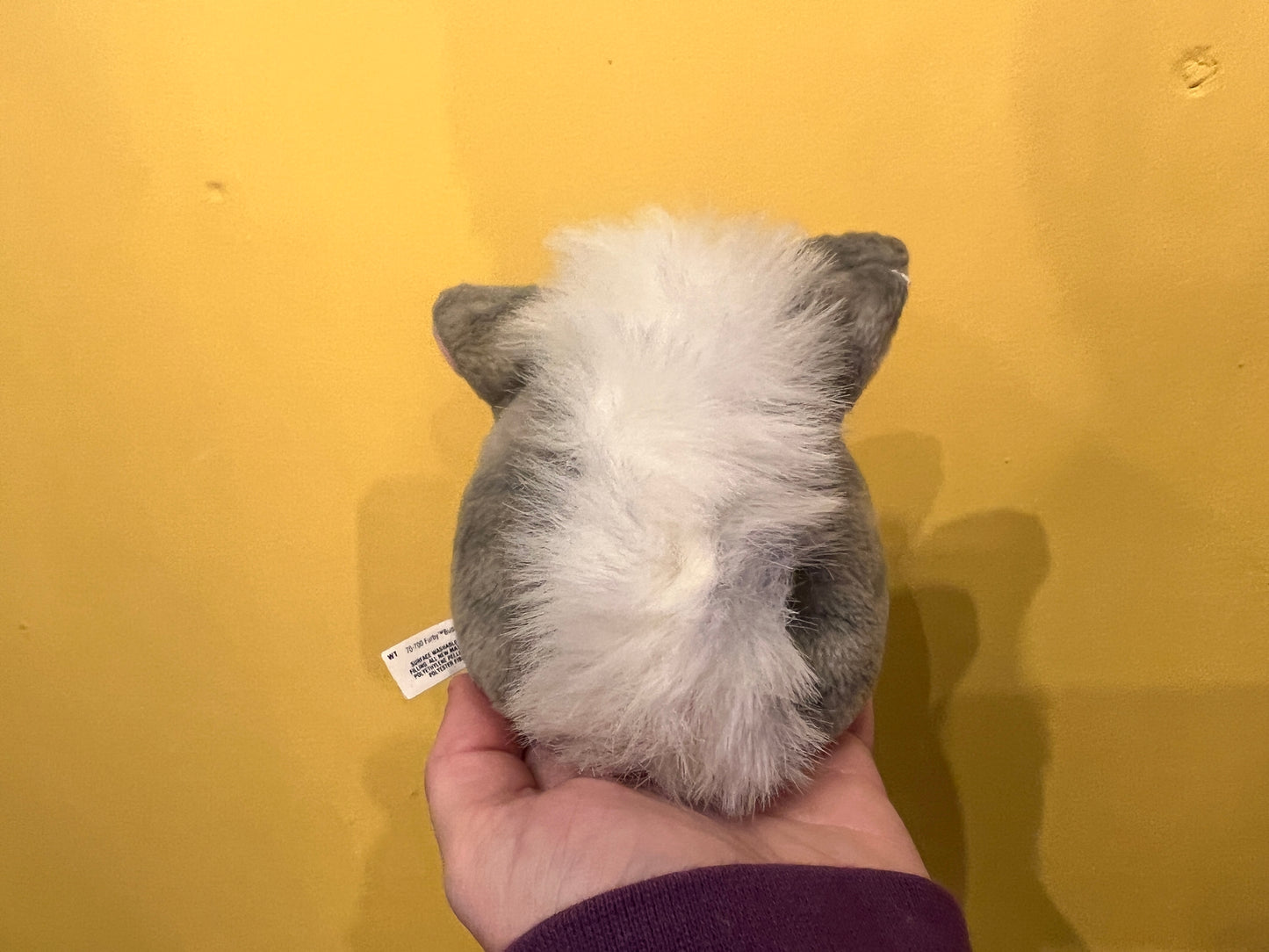 Furby grey with white belly beanie plush