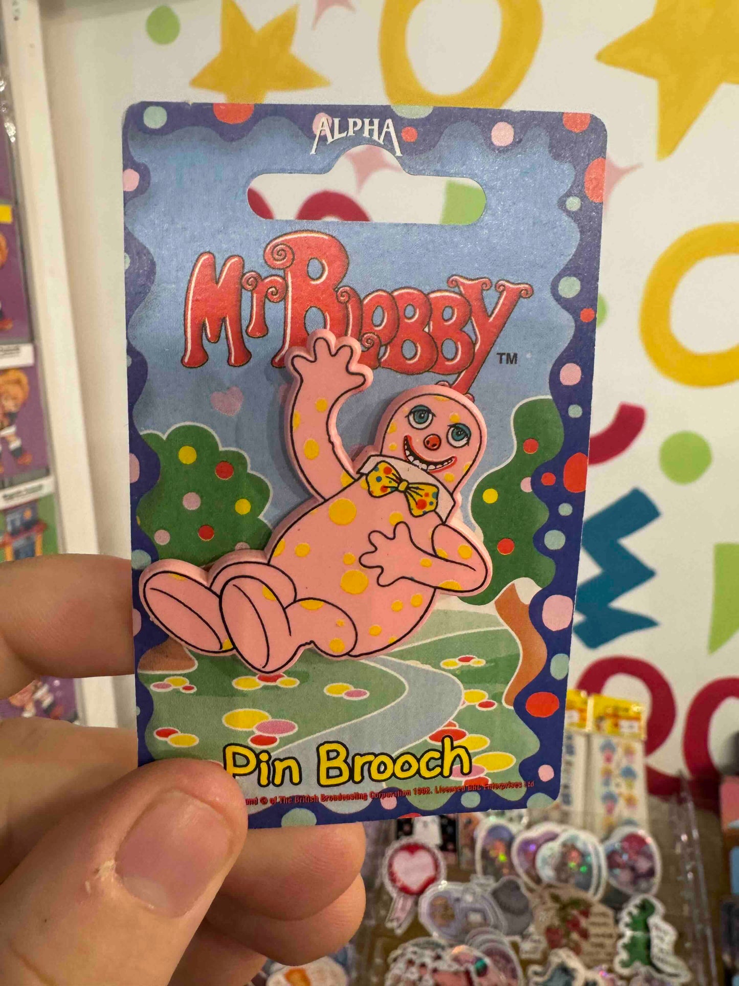 Official Mr Blobby 1992 Falling Over Pin Brooch