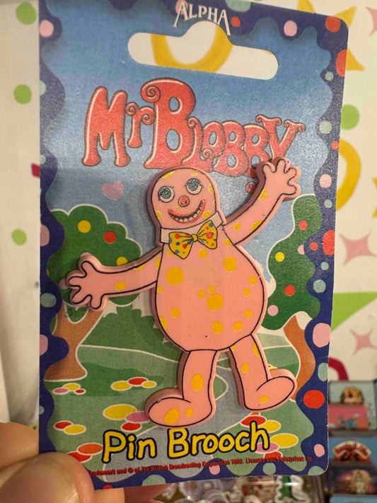 Official Mr Blobby 1992 Arms Up Pin Brooch