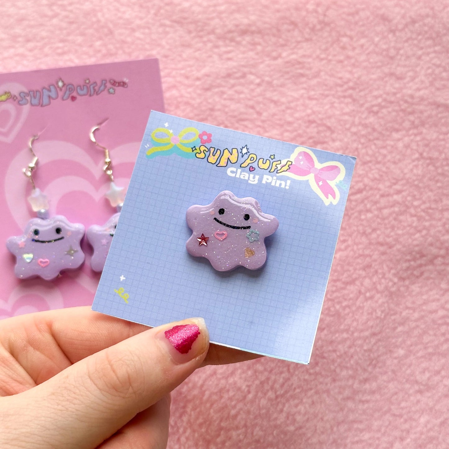 Purple Blob Clay Pin badge