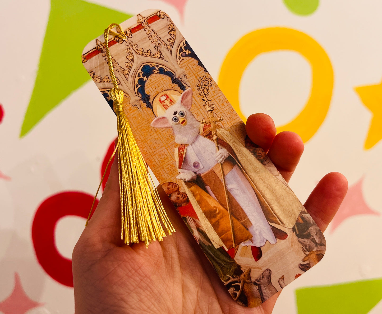 Furby Pope Bookmark with ribbon