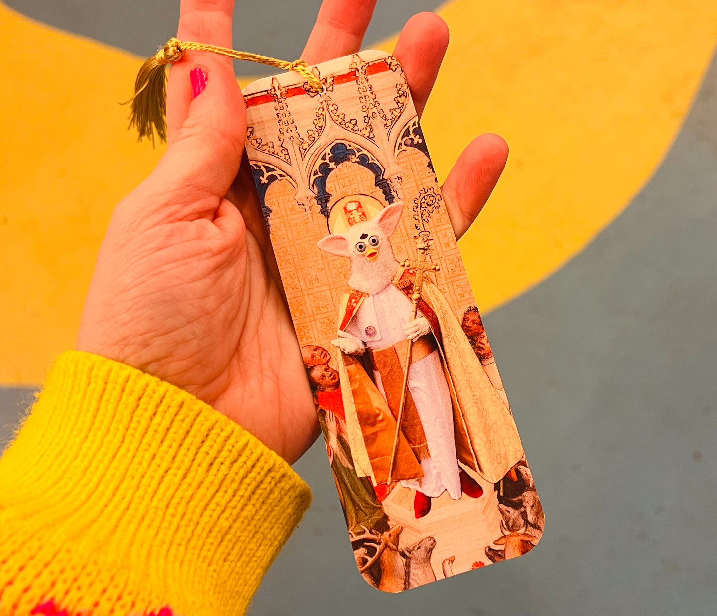 Furby Pope Bookmark with ribbon