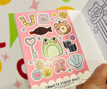Trinket inspired Colouring Book with free sticker sheet!