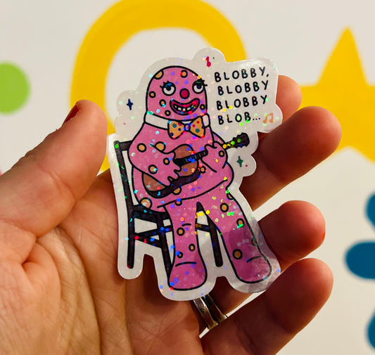 Acoustic Mr Blobby Shiny Vinyl sticker