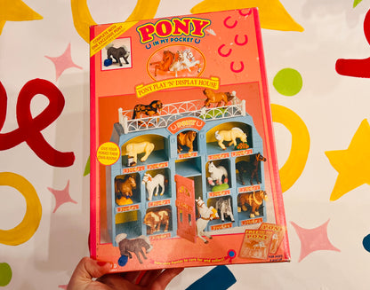 Vintage Pony in my Pocket Play 'n Display house - box, cards and figures!