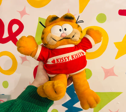 Vintage 1980s Garfield plush toy with Kissy T-shirt