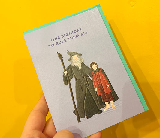 Gandalf and Frodo themed card
