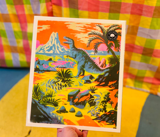 Neon Dinosaur Riso Print (10x12)