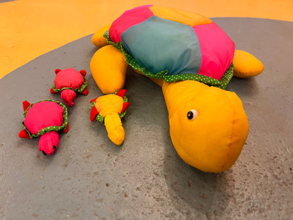 1980's Turtle plush with 3 baby turtles! (not a toy)