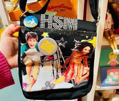 Original black High School Musical shoulder bag with original badges