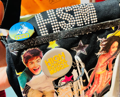 Original black High School Musical shoulder bag with original badges