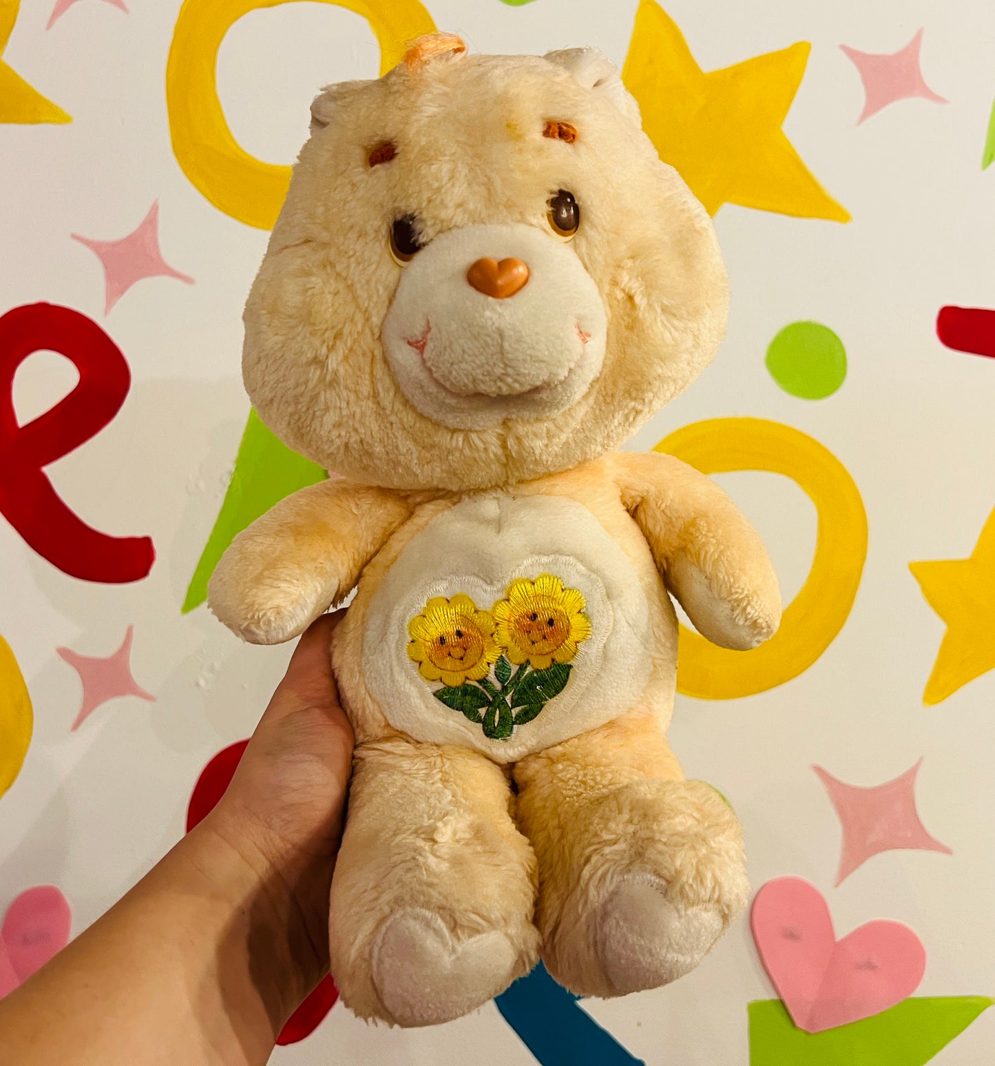 Vintage 1980s Friend Sunflower Bear Care Bear 12” plush