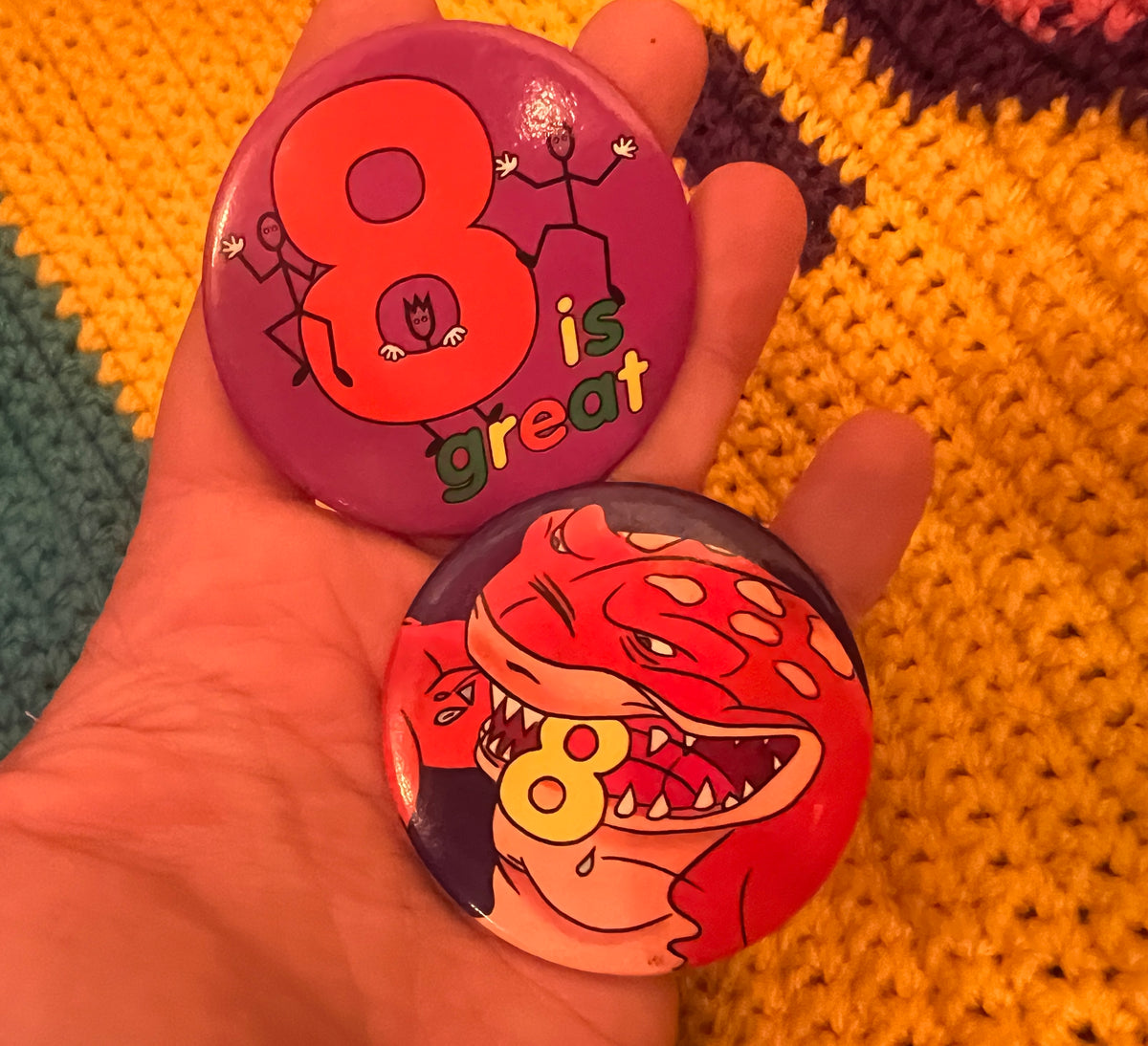 Number 8 vintage Badges