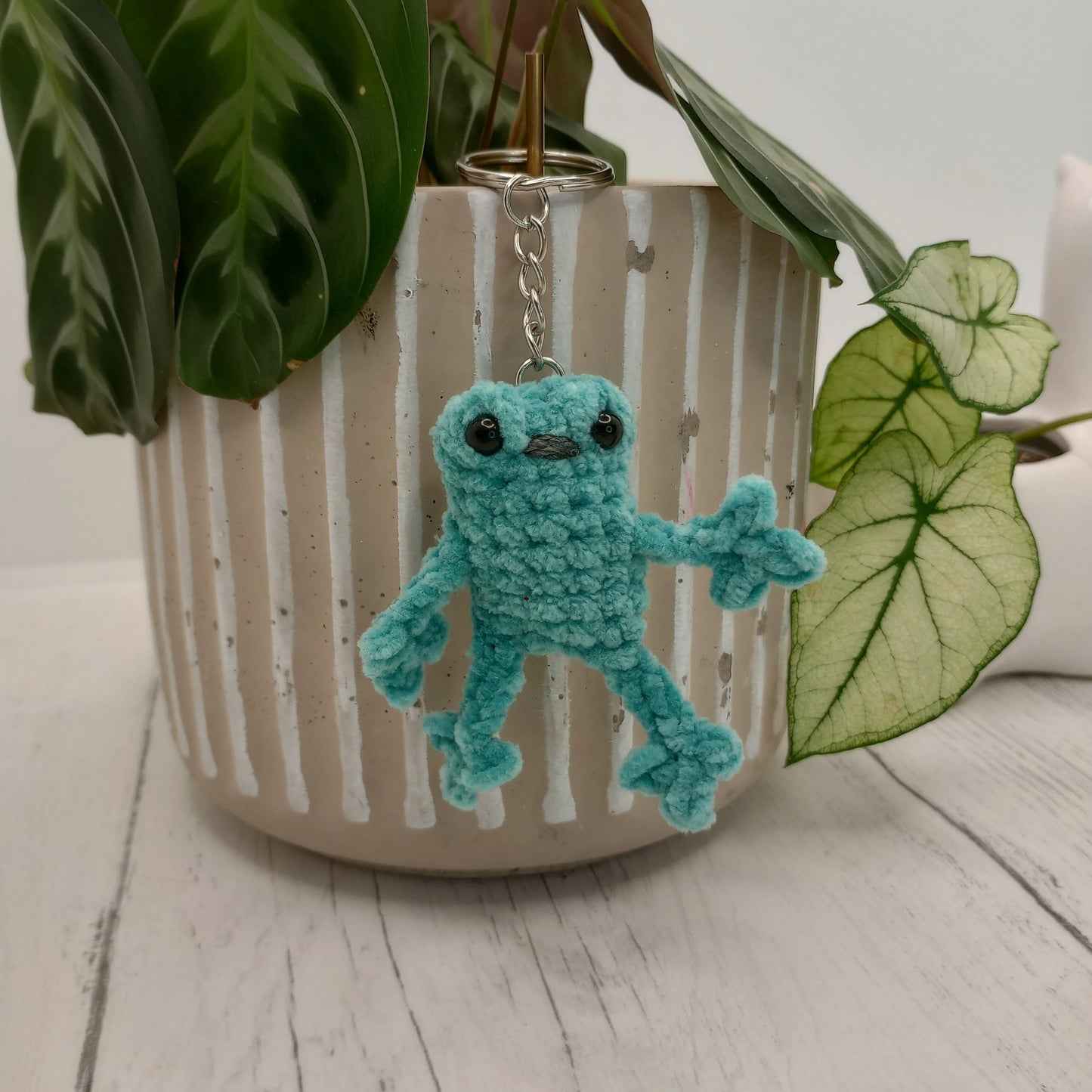 Handmade green amigurumi Frog Keyrings