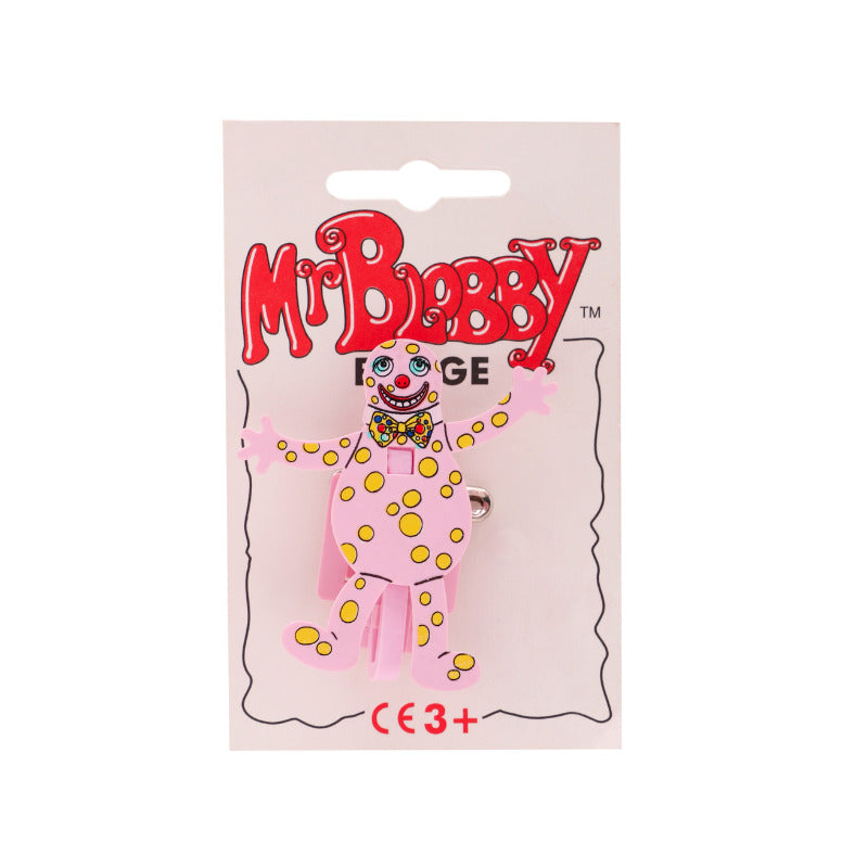 Official Mr Blobby 1992 moving safety pin badge - it jiggles!