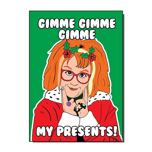 Gimme Gimme Gimme Lindy Christmas Card