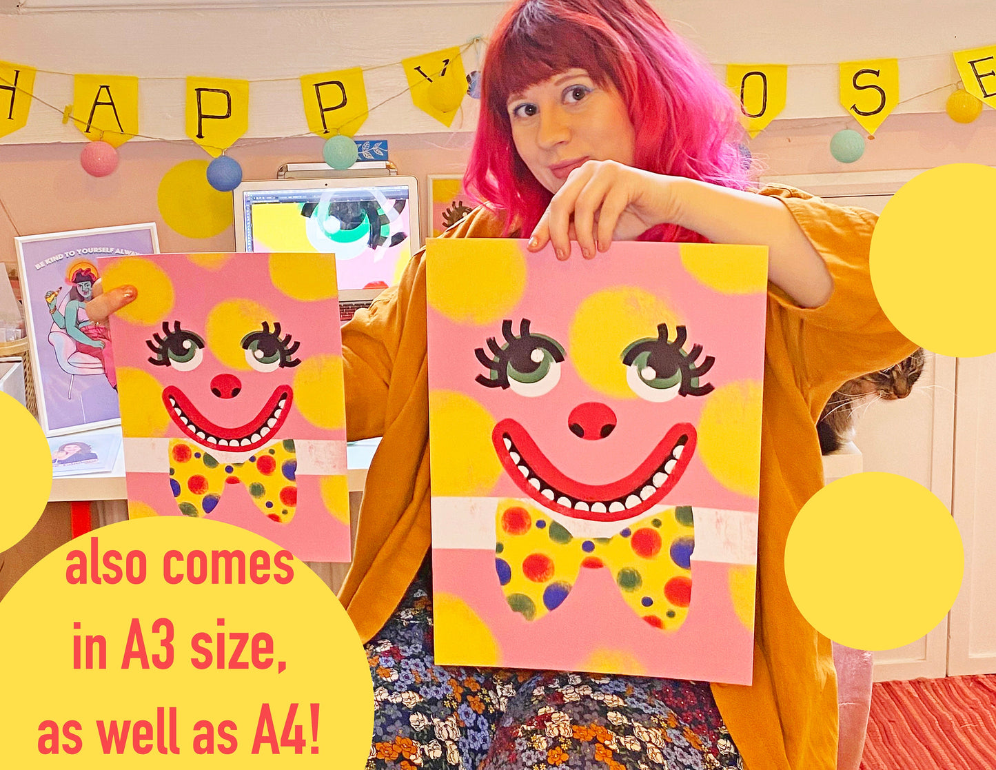 Mr Blobby inspired A4/A3 Print - comes with a FREE PRINT!