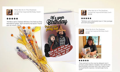 What We Do In The Shadows cursed hat inspired Birthday Card