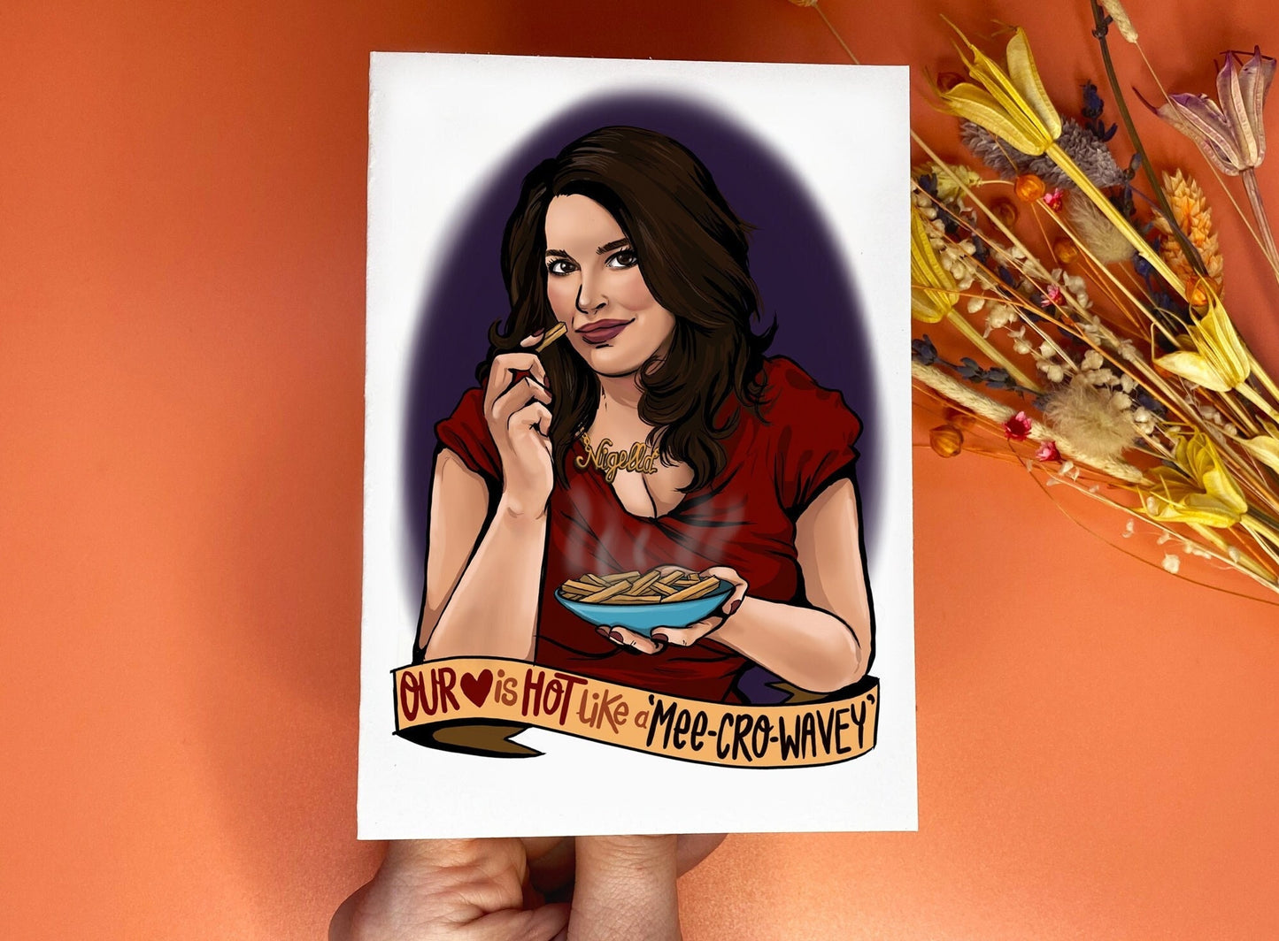 Nigella Lawson inspired Valentines Day Card - Our Love Is Hot Like A Mee-Cro-Wavey!