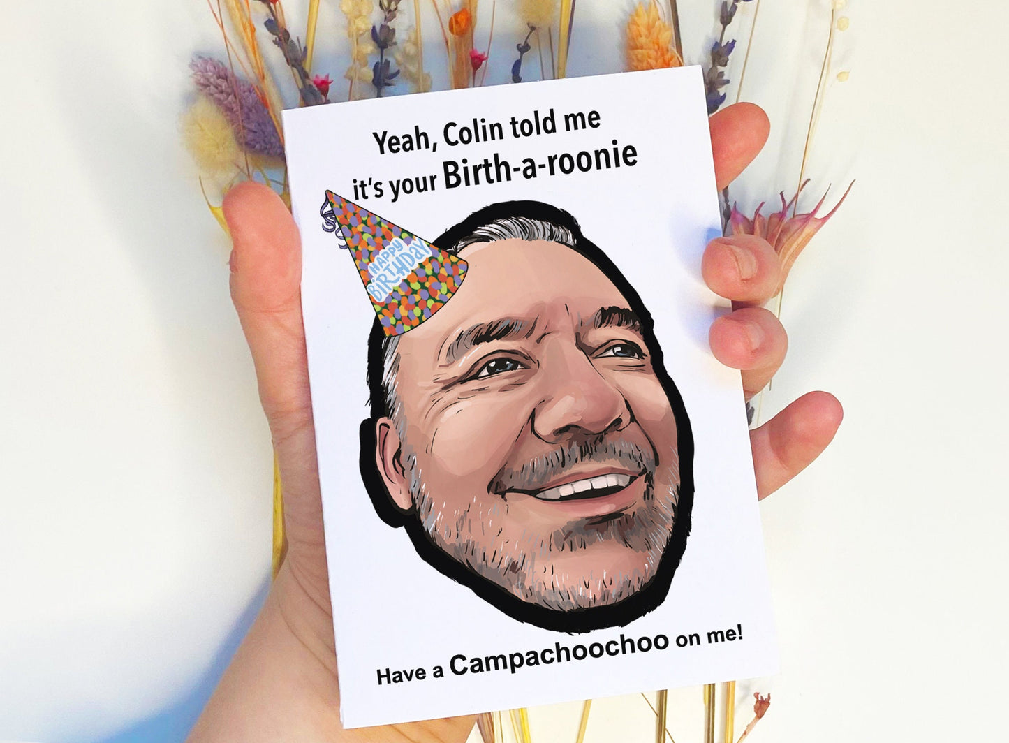 Bob Mortimer Train Guy inspired Birthday Card - Blank inside - Have a Campachoochooo me! - Personalised age -