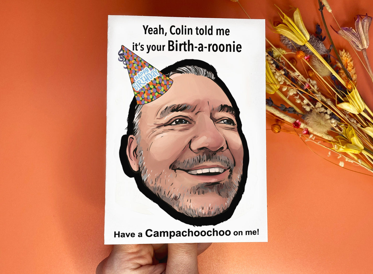 Bob Mortimer Train Guy inspired Birthday Card - Blank inside - Have a Campachoochooo me! - Personalised age -