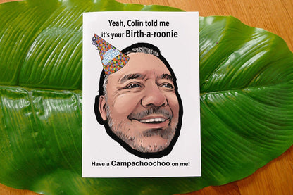 Bob Mortimer Train Guy inspired Birthday Card - Blank inside - Have a Campachoochooo me! - Personalised age -