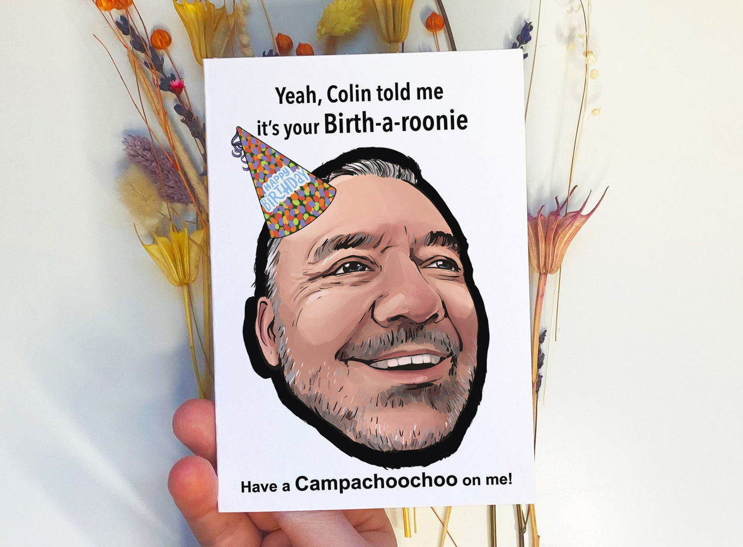 Bob Mortimer Train Guy inspired Birthday Card - Blank inside - Have a Campachoochooo me! - Personalised age -