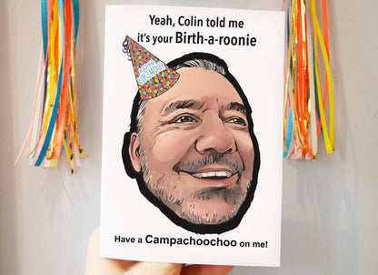 Bob Mortimer Train Guy inspired Birthday Card - Blank inside - Have a Campachoochooo me! - Personalised age -