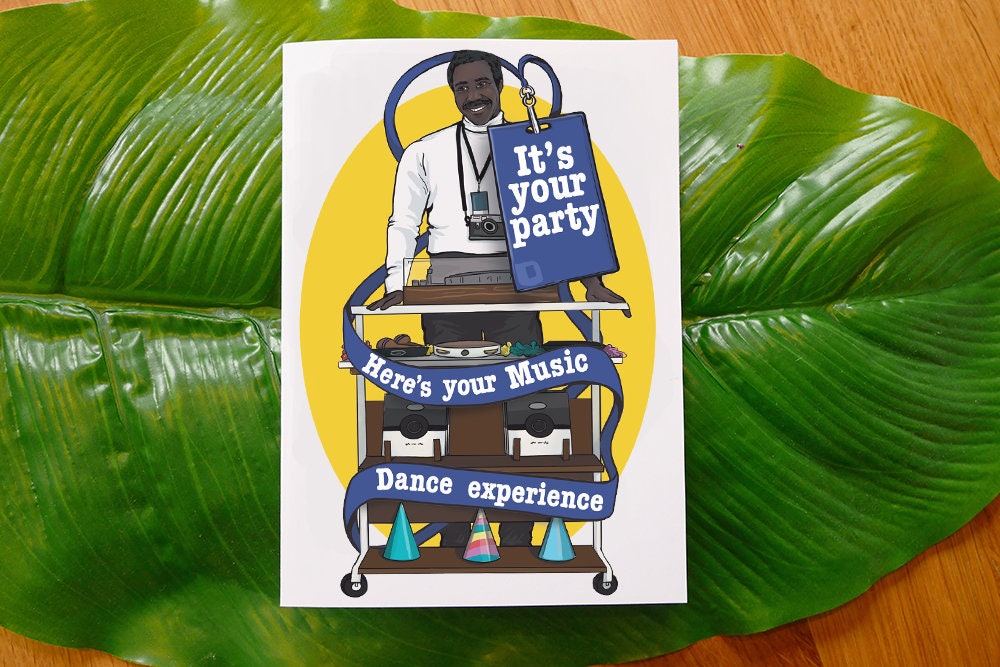 Severance inspired card - 'It's Your Party. Here's Your Music Experience'