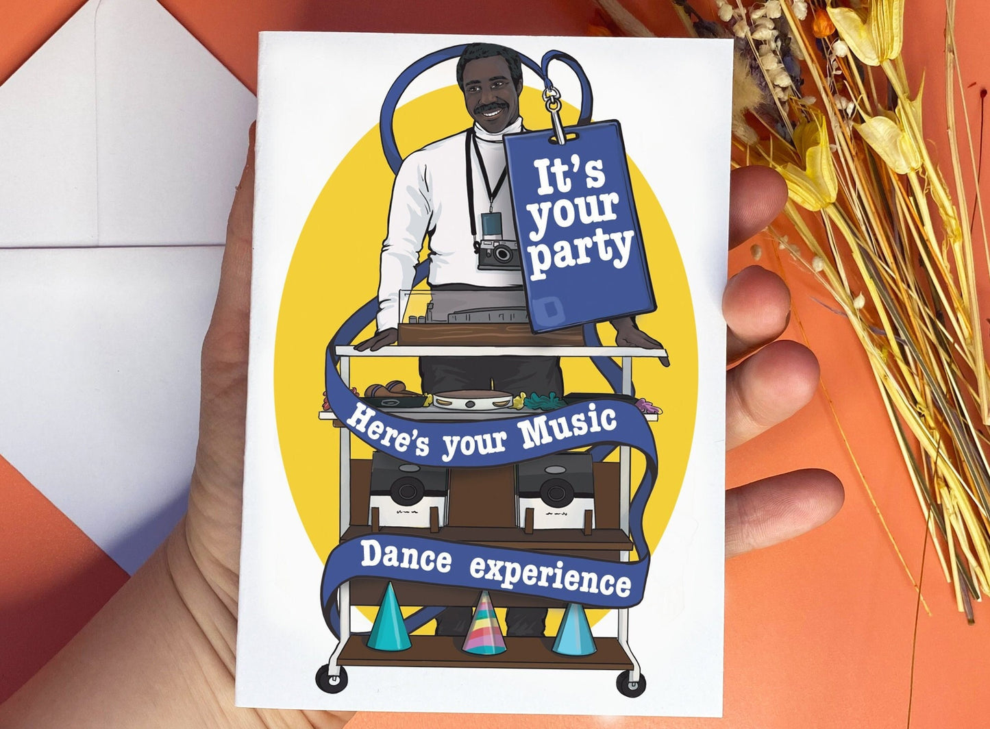 Severance inspired card - 'It's Your Party. Here's Your Music Experience'