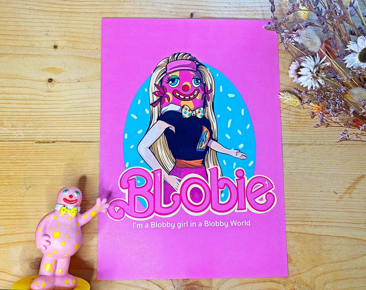 Blobie A4 Print - Mr Blobby/ Barbie crossover - FREE PRINT with every print order!