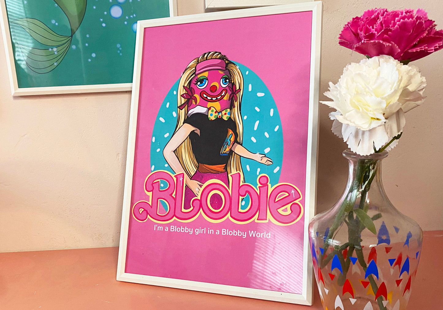 Blobie A4 Print - Mr Blobby/ Barbie crossover - FREE PRINT with every print order!