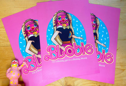 Blobie A4 Print - Mr Blobby/ Barbie crossover - FREE PRINT with every print order!