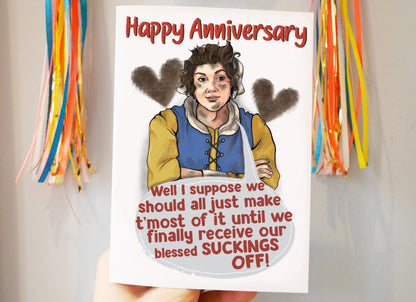 Happy Anniversary - Sucked Off Mary from TV Show Ghosts inspired Card