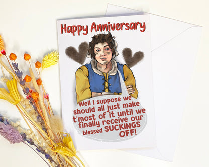 Happy Anniversary - Sucked Off Mary from TV Show Ghosts inspired Card