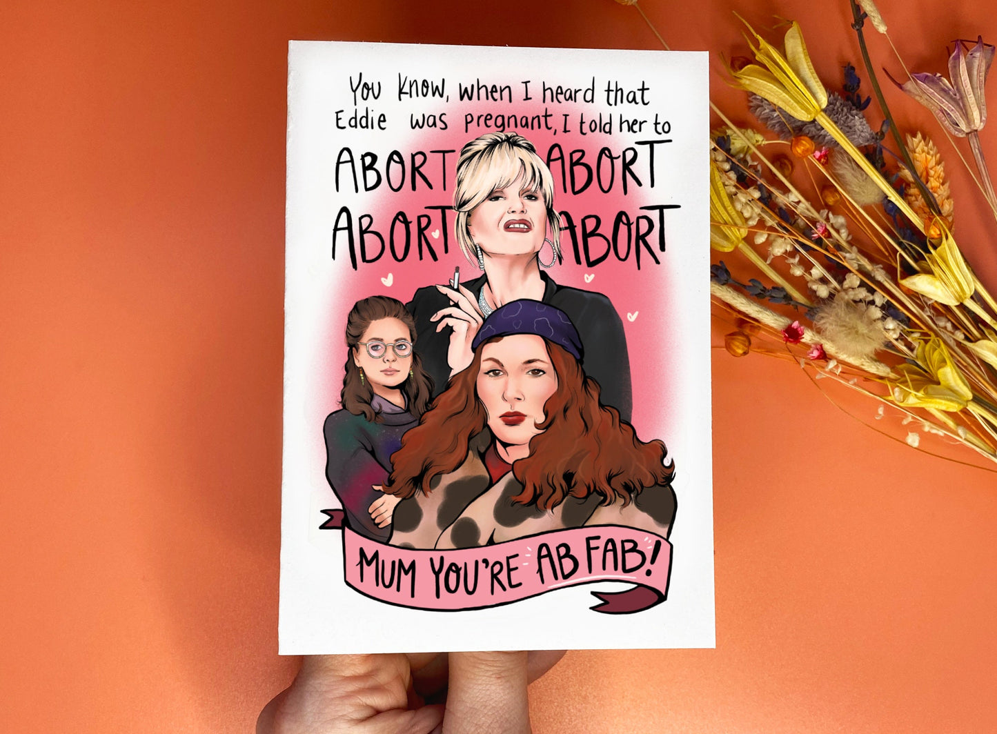 Absolutely Fabulous Jennifer Saunders, Joanna Lumley inspired Mother's Day Card