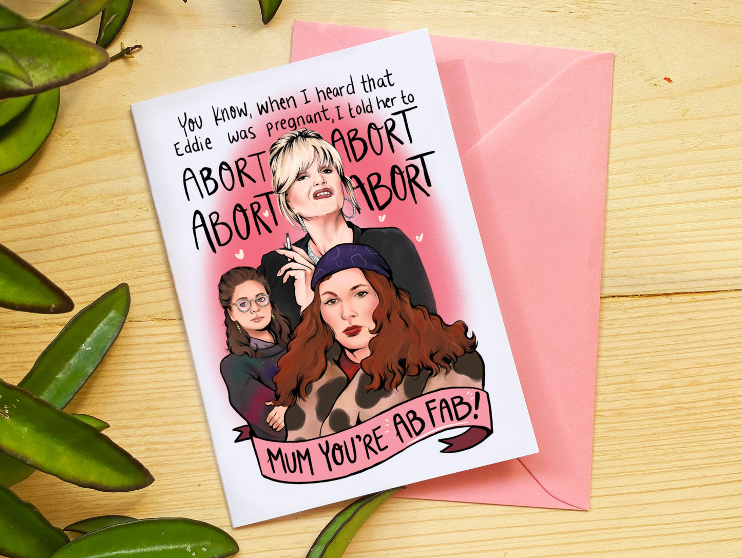 Absolutely Fabulous Jennifer Saunders, Joanna Lumley inspired Mother's Day Card